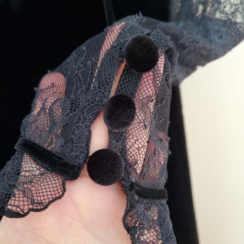Free People Midnight Hour Black Lace Velvet Mini Dress Size S - Picture 8 of 9